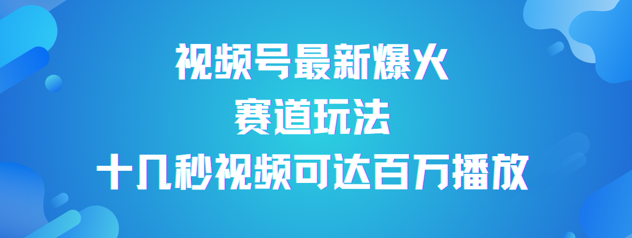 视频号最新爆火赛道玩法,流量巨大,视频制作简单,轻松月入数万