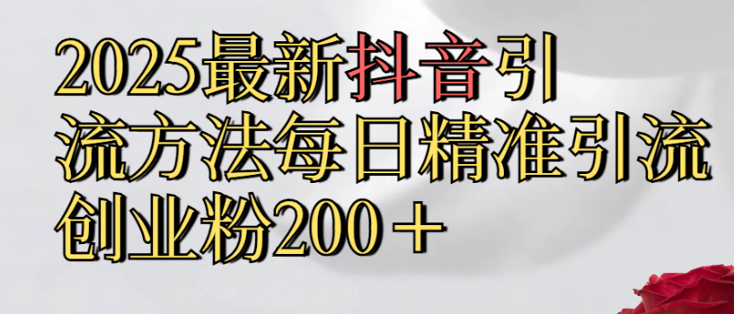 2025最新抖音引流,方法每日精准引流创业粉300＋