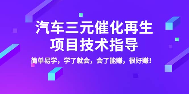 汽车三元催化再生项目技术指导,简单易学,学了就会,会了能赚,很好赚!