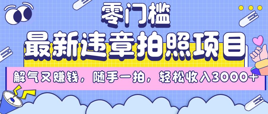 最新违章拍照项目,解气又赚钱,随手一拍,轻松收入3000+