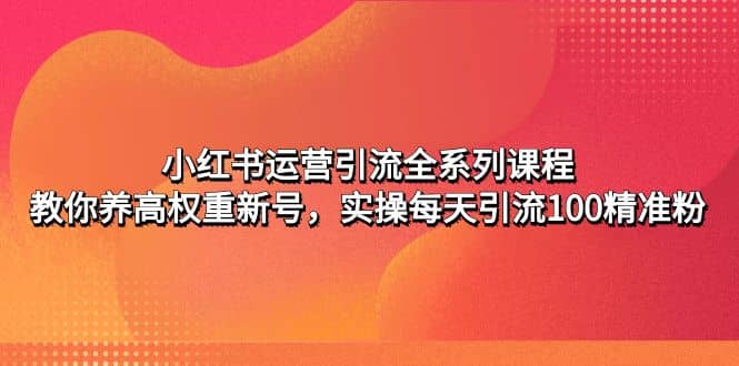小红书运营引流全系列课程:教你养高权重新号