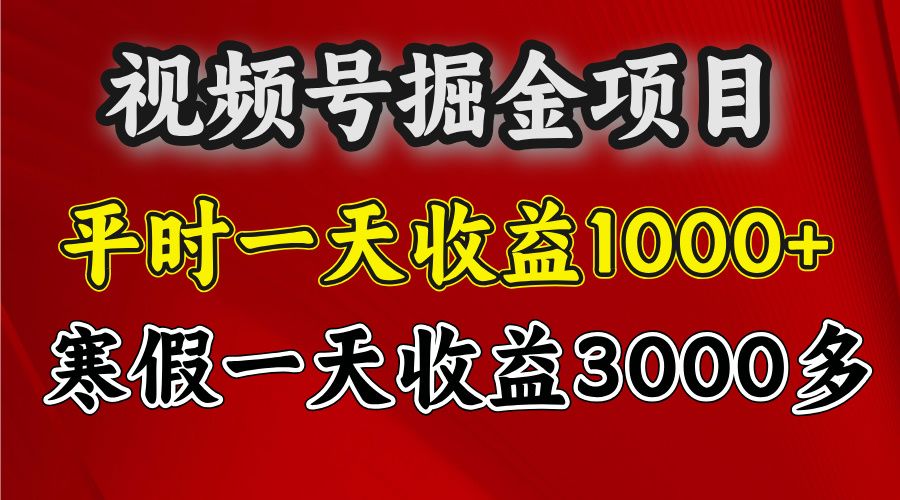视频号掘金项目,寒假一天收益3000多
