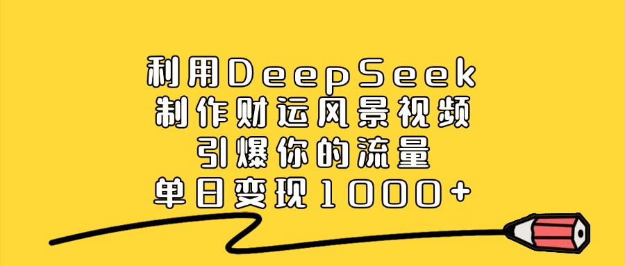 利用DeepSeek制作财运风景视频,引爆视频流量,单日变现1000+