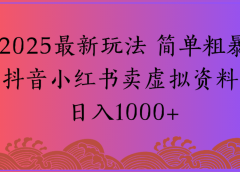 2025最新玩法,简单粗暴通过抖音小红书卖虚拟资料日1000+