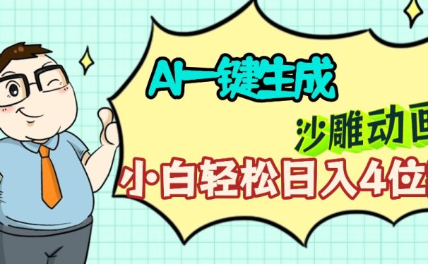 AI一键生成【沙雕动画】小白轻松日入4位数，多平台可发布