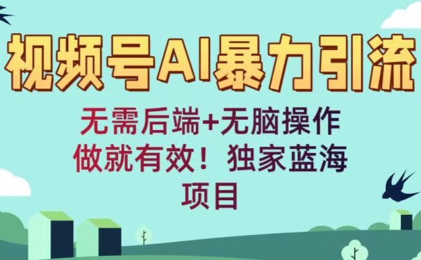 视频号AI暴力引流：无需后端+无脑操作，做就有效！独家蓝海项目