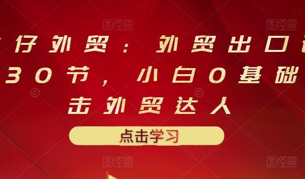 业仔外贸：外贸出口详解30节，小白0基础进击外贸达人 价值666元