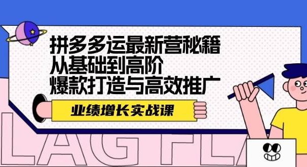 拼多多运最新营秘籍：业绩 增长实战课，从基础到高阶，爆款打造与高效推广