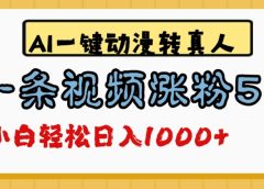 最新AI一键动漫转真人,一条视频爆涨5万粉,单日变现1000+