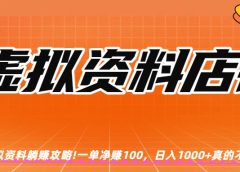 虚拟资料店铺躺赚!一单赚100,日入1000+