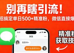 别再瞎引流!一招搞定单日 500 + 精准粉,微信直接爆仓