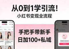 从 0 到 1 学引流！小红书变现全流程，手把手带新手日加 100 + 私域