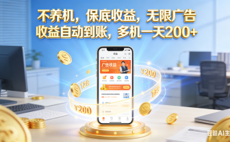 不养机，保底收益，无限广告，收益自动到账，多机一天200+