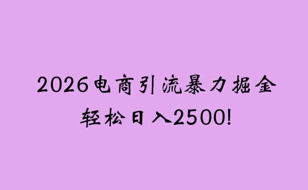 2026电商引流新玩法,日引200 日入2500+