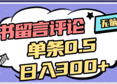 2026最新小红书评论单条0.5元，可日入300＋，无上限，详细操作流程