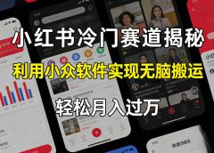小红书冷门赛道揭秘,利用小众软件，实现无脑搬运，轻松月入过万！