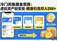 冷门闲鱼掘金思路，虚拟资产轻变现，精准引流月入 5W+