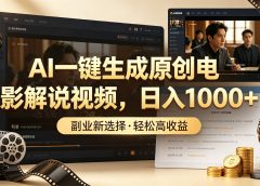 AI一键生成原创电影解说视频,日入1000+!