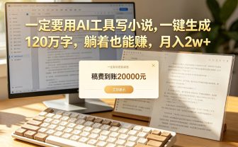 【听劝】一定要用AI工具写小说,一键生成120万字,躺着也能赚,月入2w+