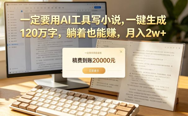 【听劝】一定要用AI工具写小说,一键生成120万字,躺着也能赚,月入2w+