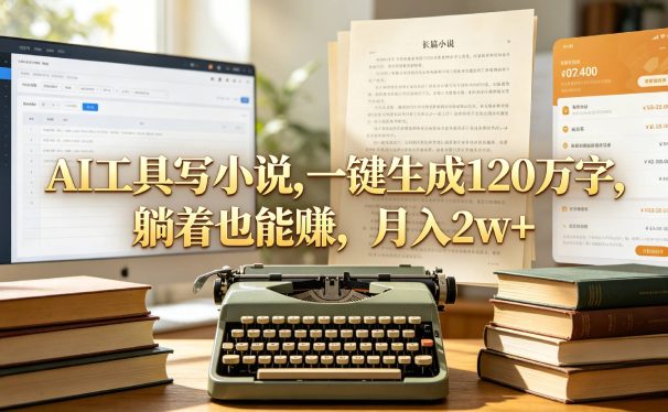 AI工具写小说,一键生成120万字,躺着也能赚,月入2w+!