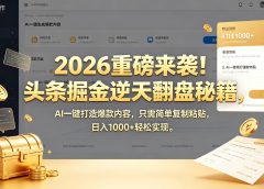2026 重磅来袭!头条掘金逆天翻盘秘籍,AI 一键打造爆款内容,只需简单复制粘贴,日入 1000 + 轻松实现!