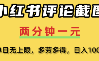 小红书评论区评论截图,一分钟2条,日入几千,多劳多得!