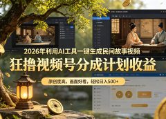 2026年利用AI工具一键生成民间故事视频，狂撸视频号分成计划收益，原创度高，画面好看，轻松日入500+